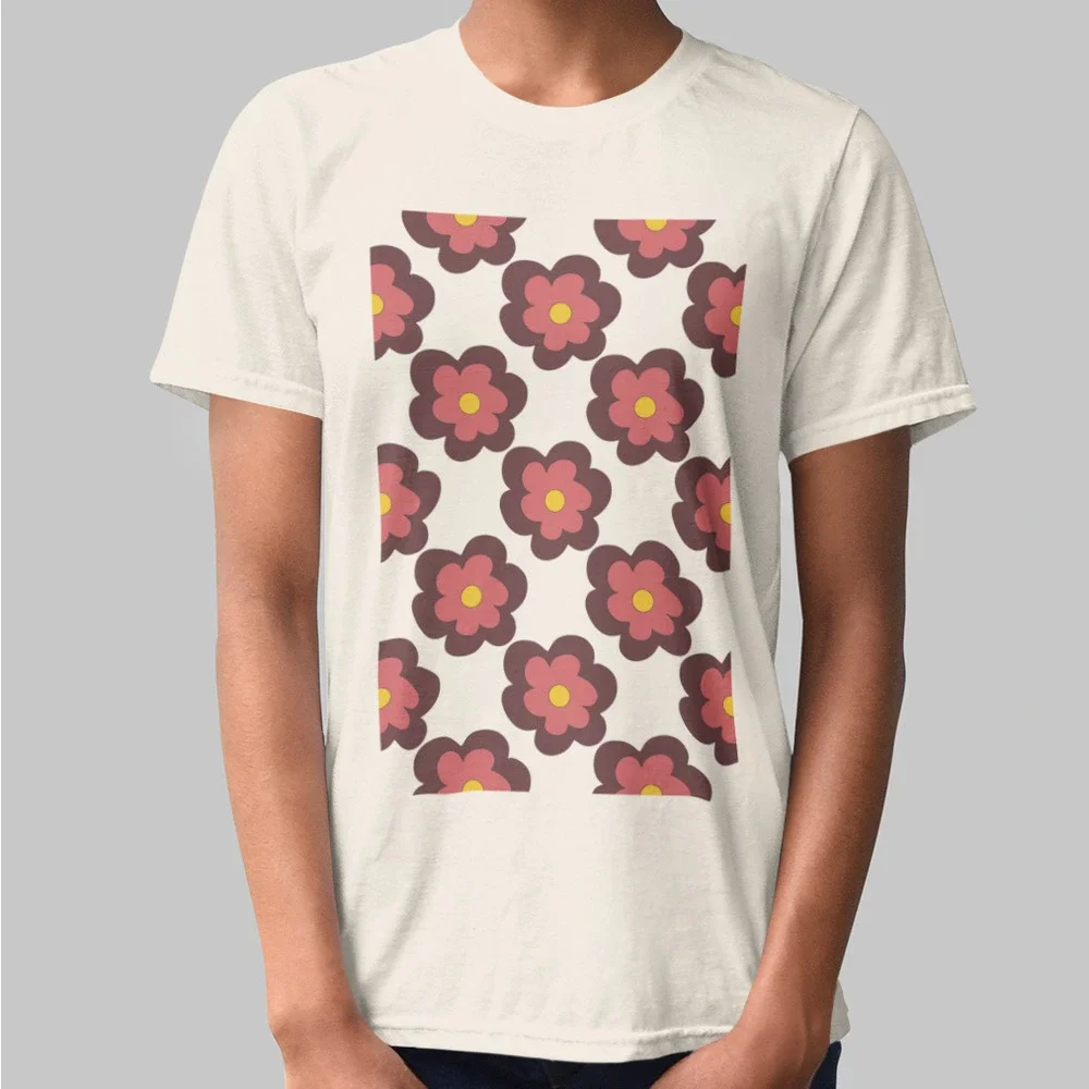 Retro Pink Mauve Flower Vintage Tee